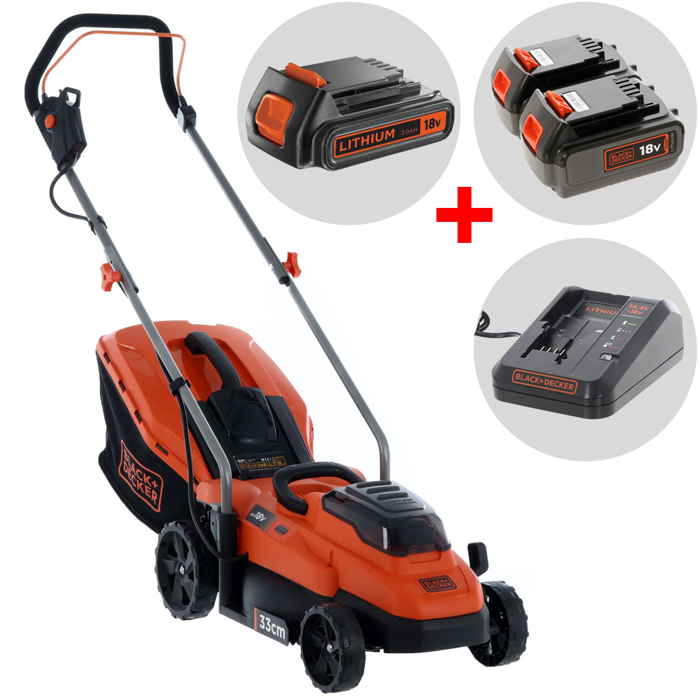 Black & Decker BCMW33184L2-QW Akku-Rasenmäher – 33 cm Schnittbreite – zum Schieben – mit Fangkorb – Ansicht 1