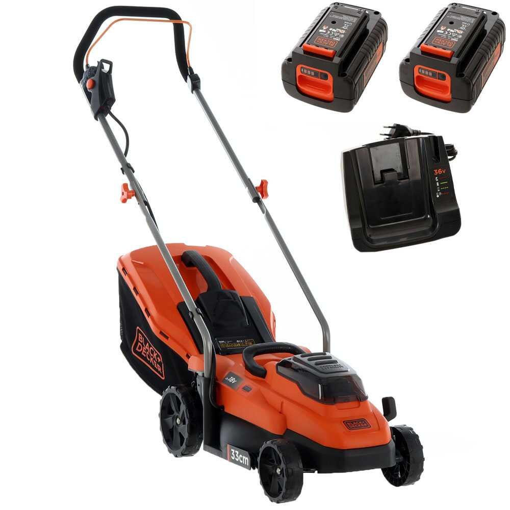 Black & Decker BCMW3336L2-QW Akku-Rasenmäher – 33 cm Schnittbreite – zum Schieben – mit Fangkorb – Ansicht 1