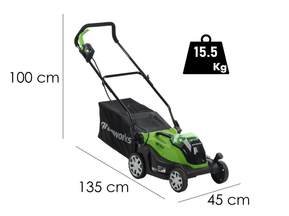 Greenworks G48LM36K2 Akku-Rasenmäher – 36 cm Schnittbreite – zum Schieben – mit Fangkorb – Ansicht 2