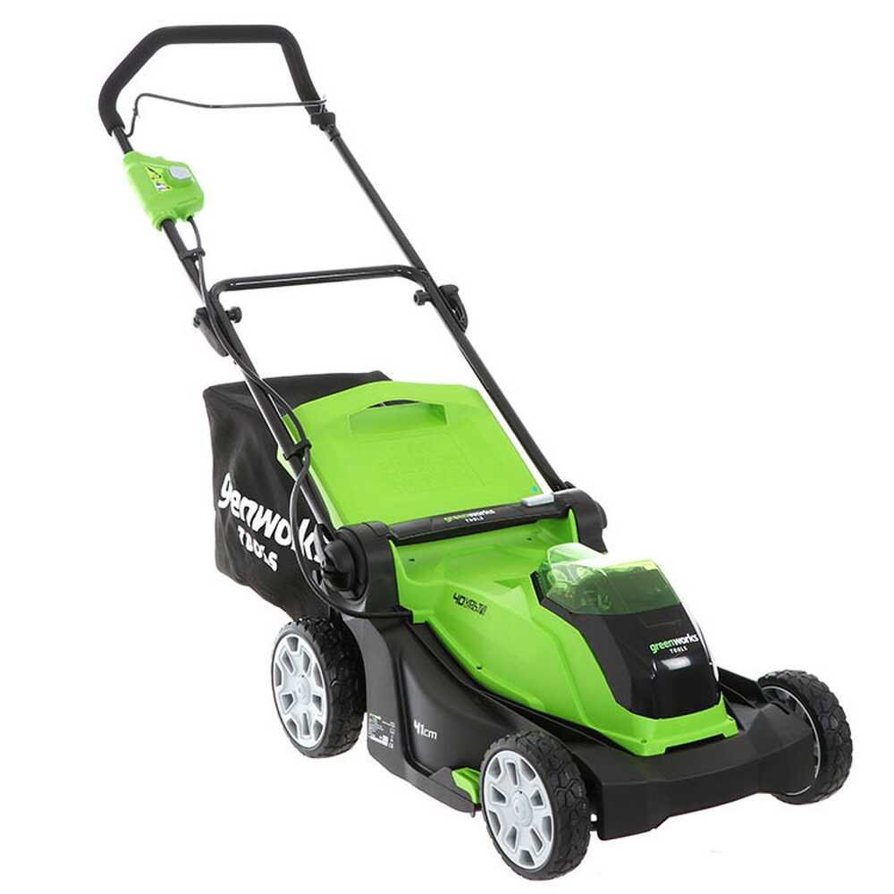 Greenworks G40LM41 Akku-Rasenmäher – 41 cm Schnittbreite – zum Schieben – mit Fangkorb – Ansicht 1