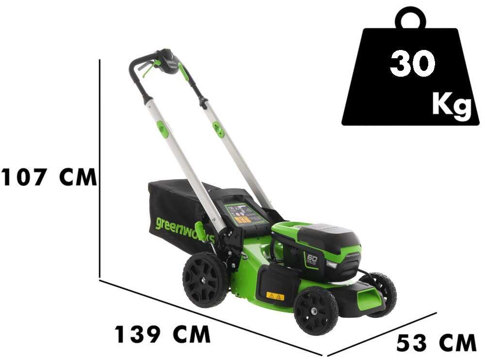 Greenworks GD60LM46SPK4 Akku-Rasenmäher – 46 cm Schnittbreite – Heckantrieb – mit Fangkorb – Ansicht 3