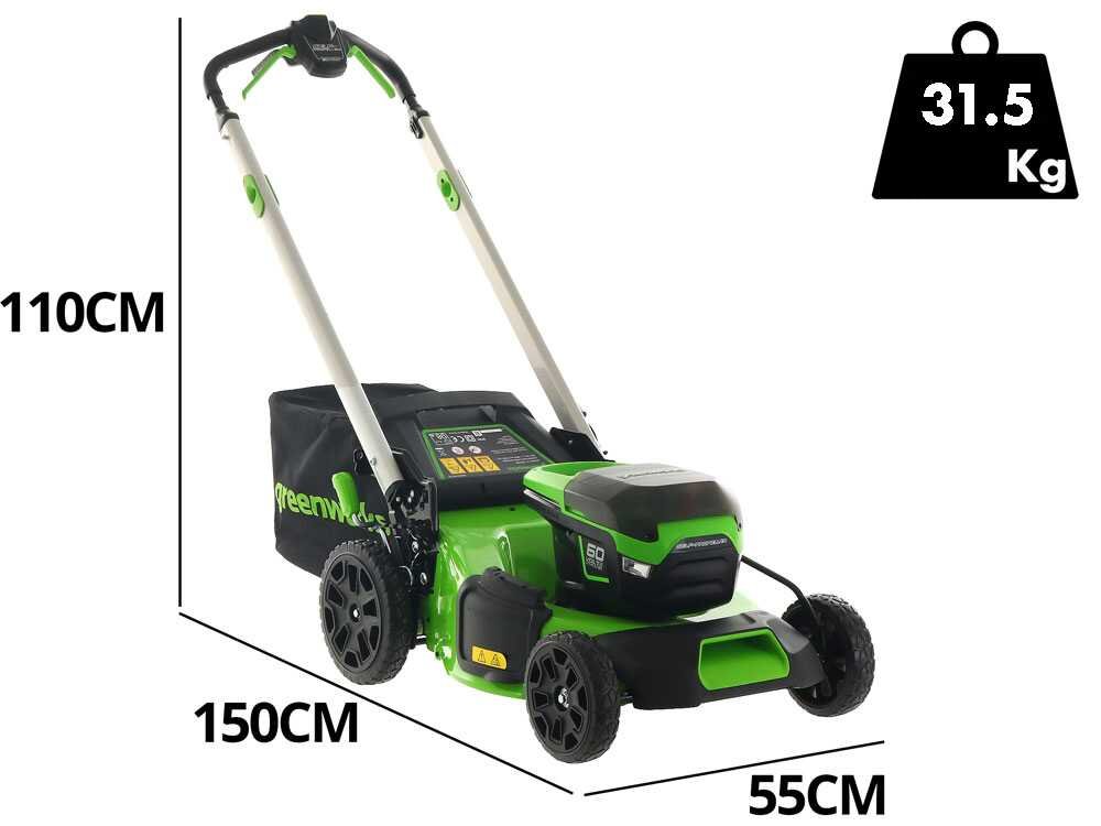 Greenworks GD60LM51SPK4 Akku-Rasenmäher – 51 cm Schnittbreite – Heckantrieb – mit Fangkorb – Ansicht 3