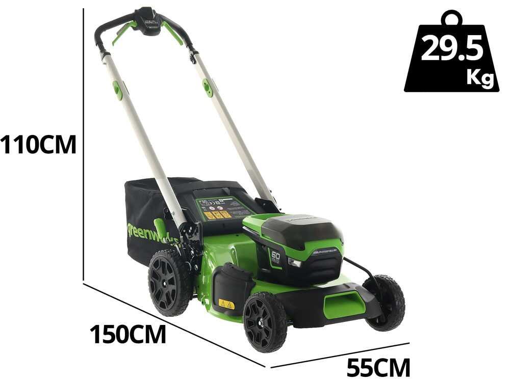 Greenworks GD60LM51SP Akku-Rasenmäher – 51 cm Schnittbreite – Heckantrieb – mit Fangkorb – Ansicht 3