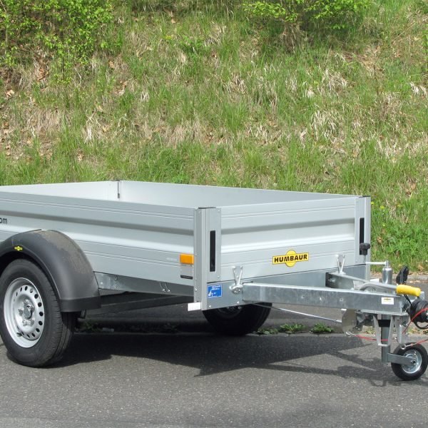 Humbaur Kastenanhänger HA102111 KV – gebremst, Klappe vorne – Ladefläche 205 × 110 cm – 1000 kg – Einachser – Ansicht 1