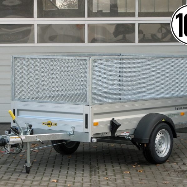 Humbaur Kastenanhänger HA132513 KV 100 km/h – incl. Humbaur Gitteraufsatz – Ladefläche 251 × 131 cm – 1300 kg – Einachser – Ansicht 1