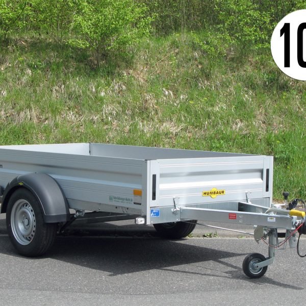 Humbaur Kastenanhänger HA132513 KV 100 km/h – klappbare Vorderwand – Ladefläche 251 × 131 cm – 1300 kg – Einachser – Ansicht 1