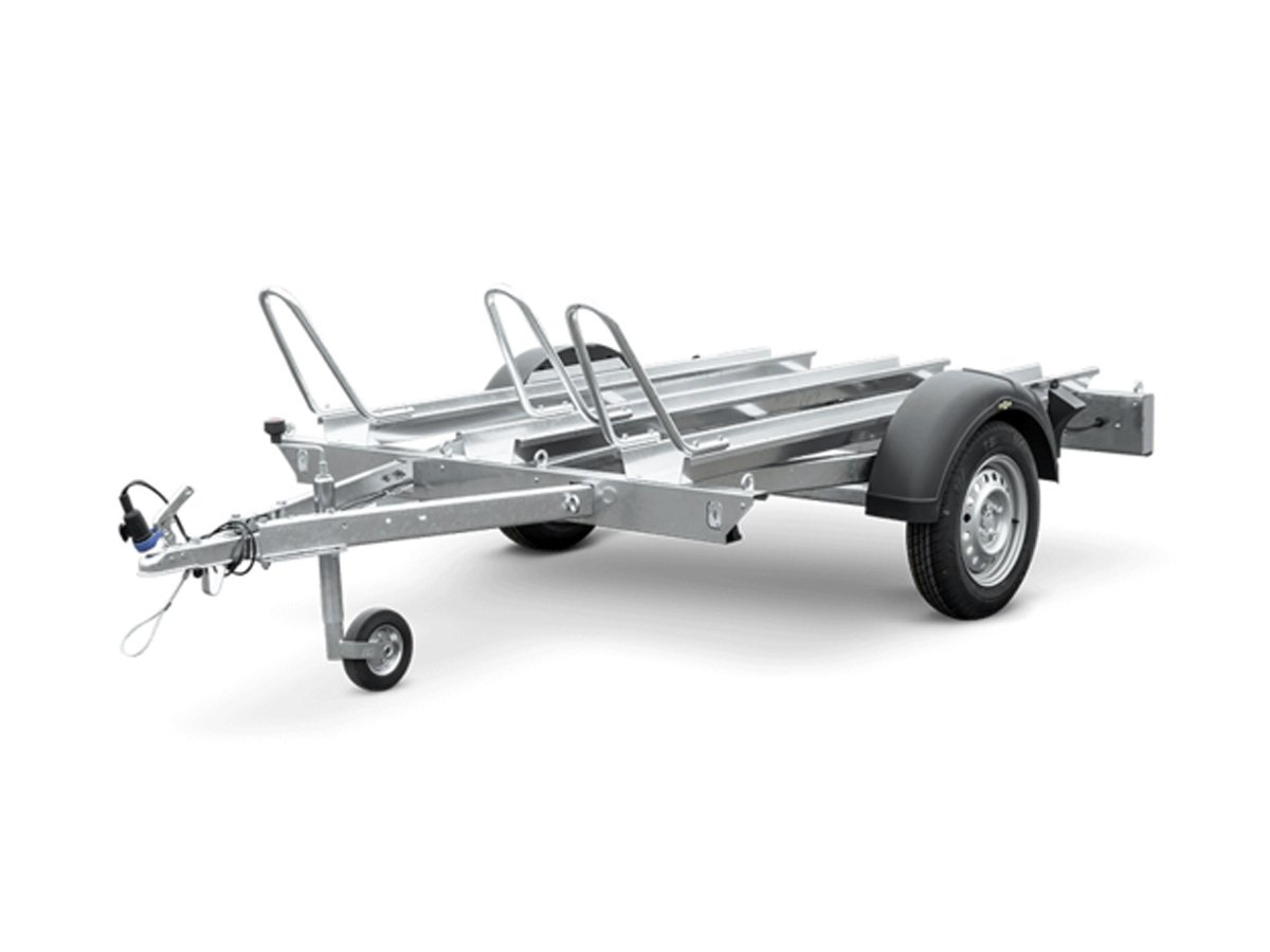 Humbaur Motorradtransporter HM 75 21 13 – 3 Standschienen – Ladefläche 209,5 × 136,5 cm – 750 kg – Einachser – Ansicht 1