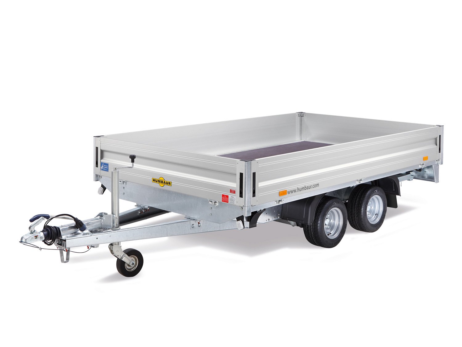 Humbaur Pritschenhochlader HN305225 GR – geschweißter Rahmen, 14 Zurringe – Ladefläche 522 × 247 cm – 3000 kg – Tandemachser – Ansicht 1