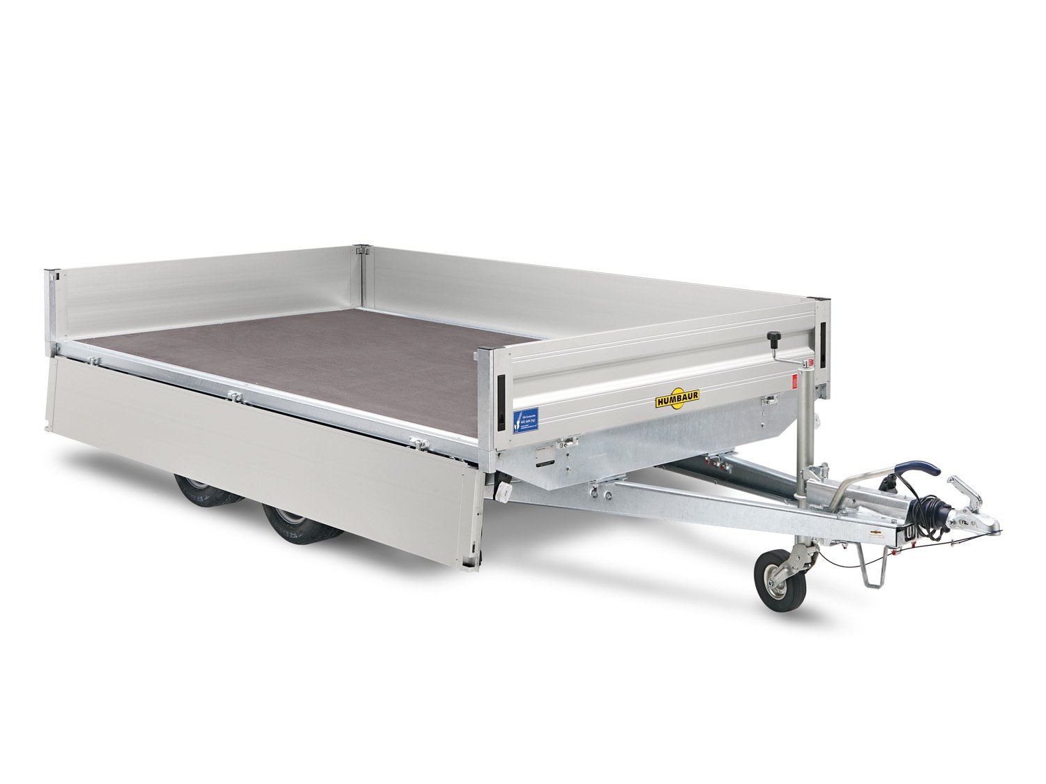 Humbaur Pritschenhochlader HN305225 GR – geschweißter Rahmen, 14 Zurringe – Ladefläche 522 × 247 cm – 3000 kg – Tandemachser – Ansicht 2