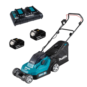 Makita DLM432PT2 Akku-Rasenmäher – 43 cm Schnittbreite – zum Schieben – mit Fangkorb – Ansicht 1