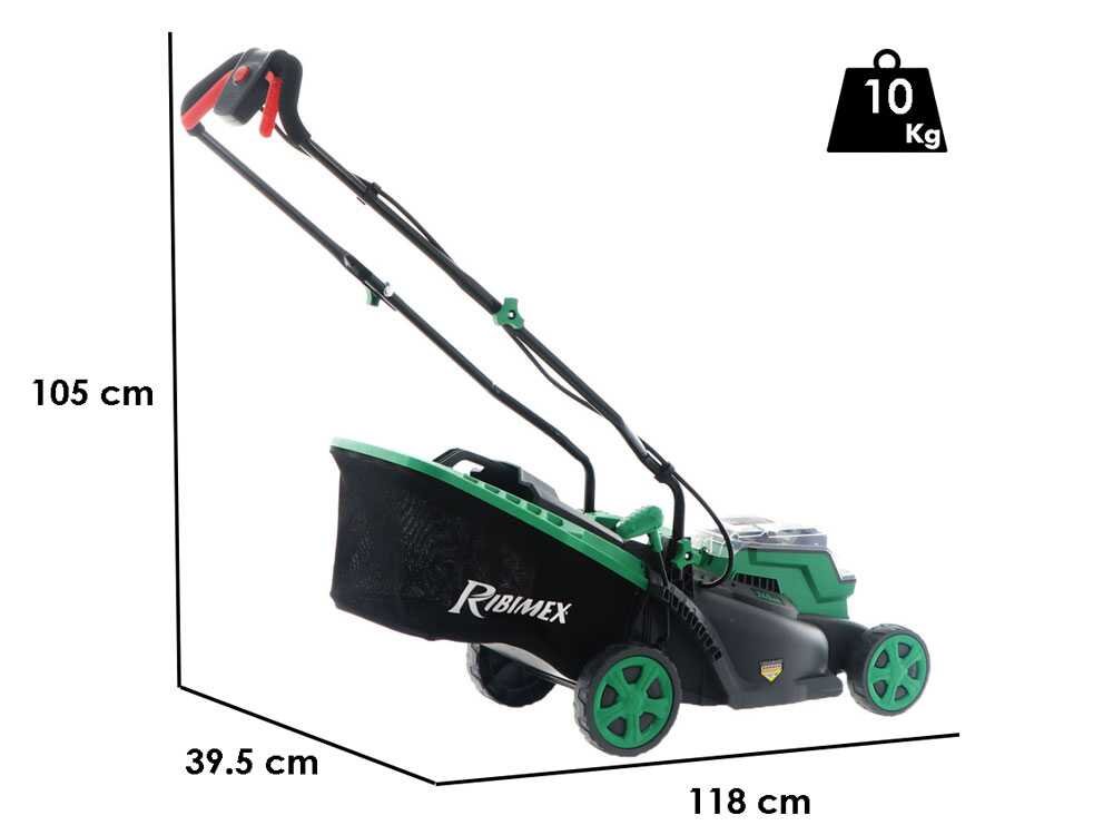 RIBIMEX PRBAT20-TON33 Akku-Rasenmäher – 34 cm Schnittbreite – zum Schieben – mit Fangkorb – Ansicht 2