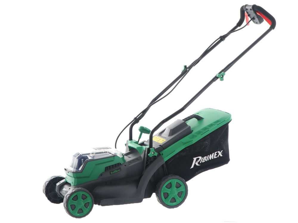 RIBIMEX PRBAT20-TON33 Akku-Rasenmäher – 34 cm Schnittbreite – zum Schieben – mit Fangkorb – Ansicht 3