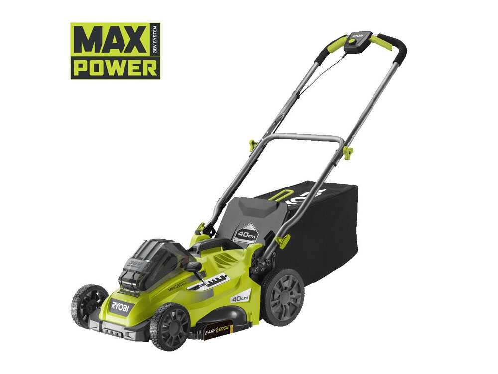 RYOBI RLM36X41H50G Akku-Rasenmäher – 40 cm Schnittbreite – zum Schieben – mit Fangkorb – Ansicht 2