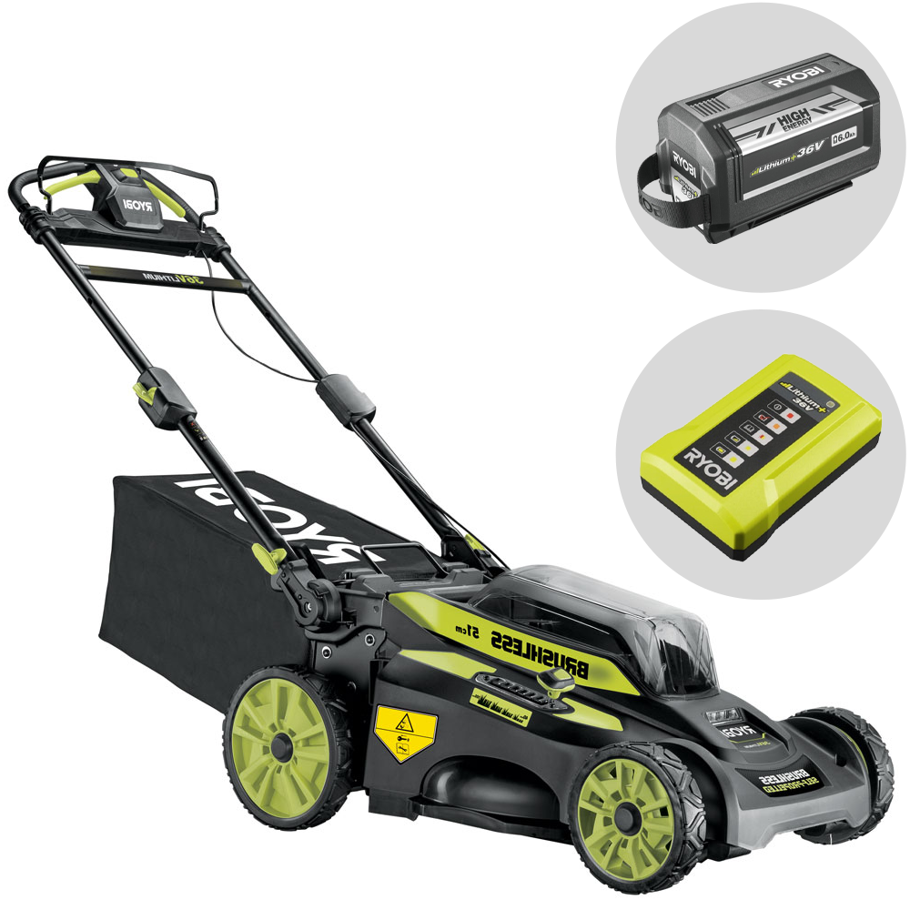 RYOBI RY36LMX51A-160 Akku-Rasenmäher – 51 cm Schnittbreite – mit Radantrieb – mit Fangkorb – Ansicht 1