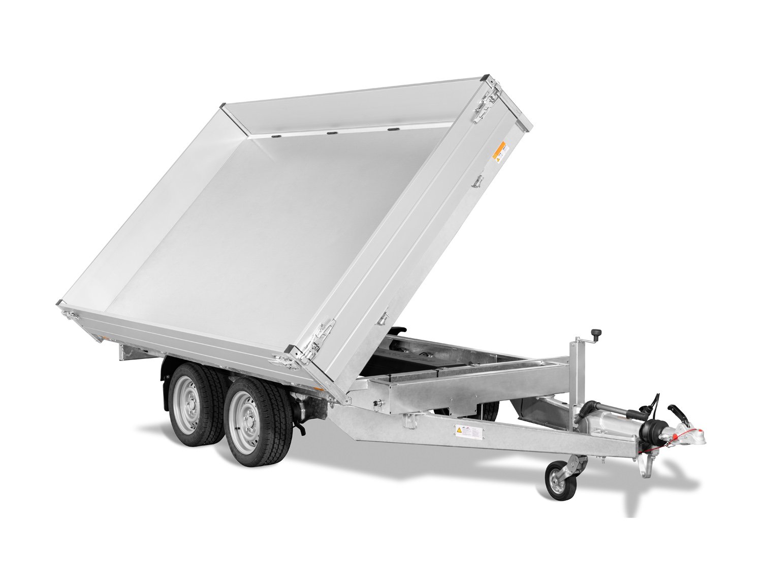 Saris 3-Seiten-Kipper K3 306 170 3500 2 E35 – E-Pumpe, 35cm Bordwand, Vorbereitung Auffahrrampen – Ladefläche 306 × 170 cm – 3500 kg – Tandemachser – Ansicht 1