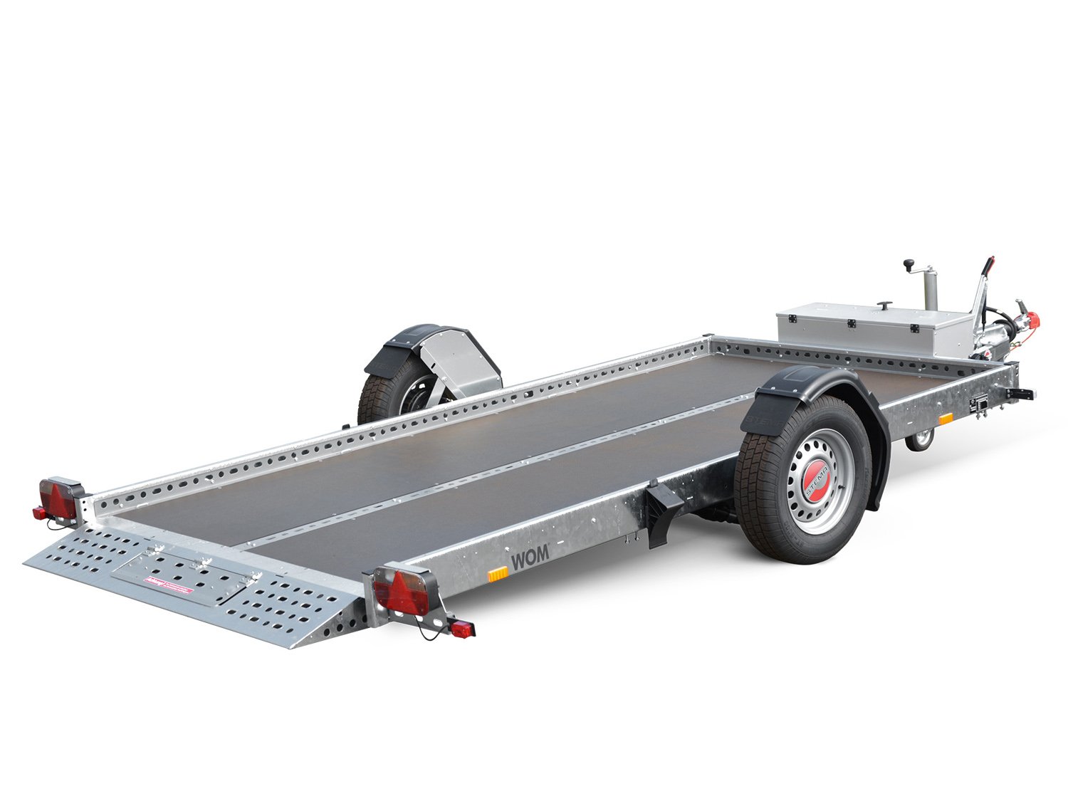 STEMA Absenkanhänger WOM 1500 STS O2 15-30-17.1 – Absenkanhänger m. E Pumpe 100km/h – Ladefläche 301 × 169 cm – 1500 kg – Einachser – Ansicht 1