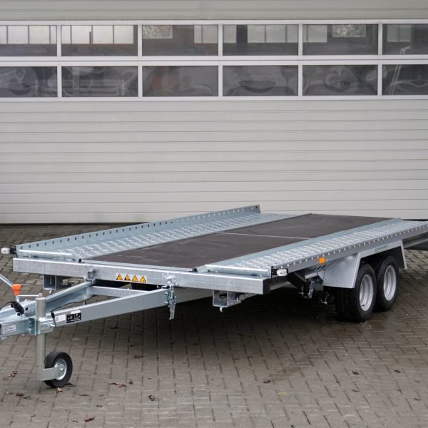 STEMA Autotransporter ATH 27-40-21.2 ATOUR 2 – 100km/h, Mittelboden, kippbar, kurze Rampen – Ladefläche 400 × 203 cm – 2700 kg – Tandemachser – Ansicht 1