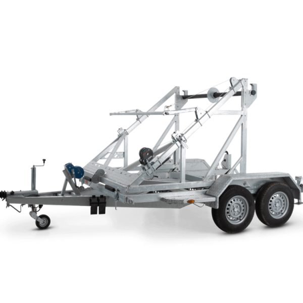 STEMA Kabeltrommelanhänger KT O2 27-30-25.2 – Trommelbremse, Seilwinde u. Stützen – Ladefläche 260 × 174 cm – 2700 kg – Tandemachser – Ansicht 1