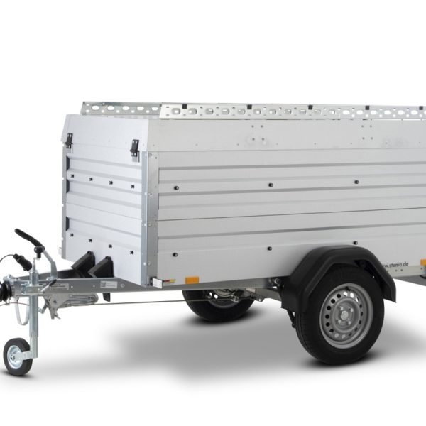 STEMA Kastenanhänger FT 8.5-20-10.1B – Bordwandaufsatz und Metalldeckel – Ladefläche 201 × 108 cm – 850 kg – Einachser – Ansicht 1
