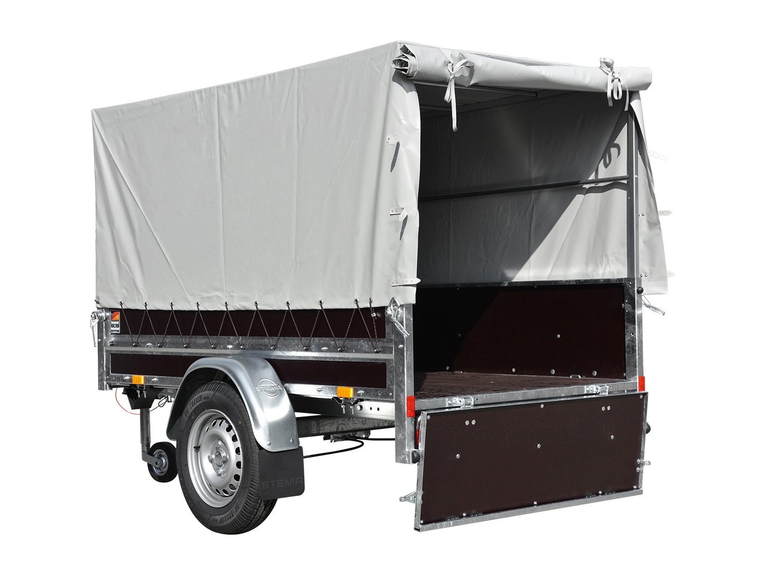 STEMA Kastenanhänger HZ 7.5-20-12.1 C Woodoxx – Holzanhänger mit Hochplane – Ladefläche 201 × 115 cm – 750 kg – Einachser – Ansicht 1