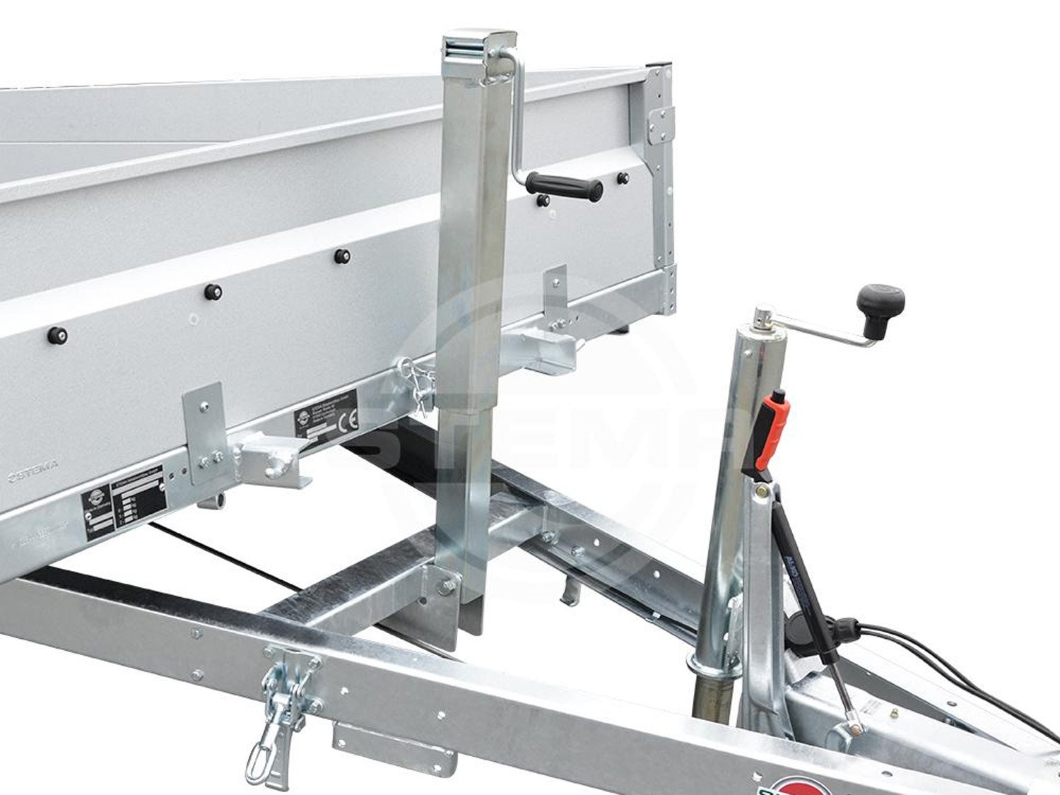 STEMA Kastenanhänger MU.T O2 15-25-15.1 – Gitterbeplankung halboffen – Ladefläche 251 × 153 cm – 1500 kg – Einachser – Ansicht 2
