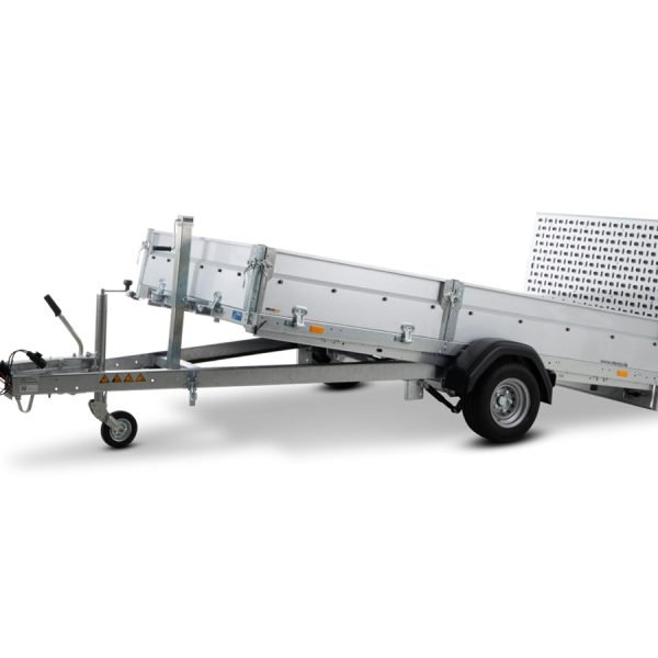 STEMA Kastenanhänger MU.T O2 18-30-15.1 – geteilte Seitenwand, Teleskopkurbelstütze – Ladefläche 301 × 153 cm – 1800 kg – Einachser – Ansicht 1
