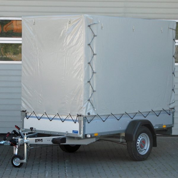 STEMA Kastenanhänger STL 1300 O2 13-25-13.1 COC – Plane und Spriegel 150cm – Ladefläche 251 × 128 cm – 1300 kg – Einachser – Ansicht 1