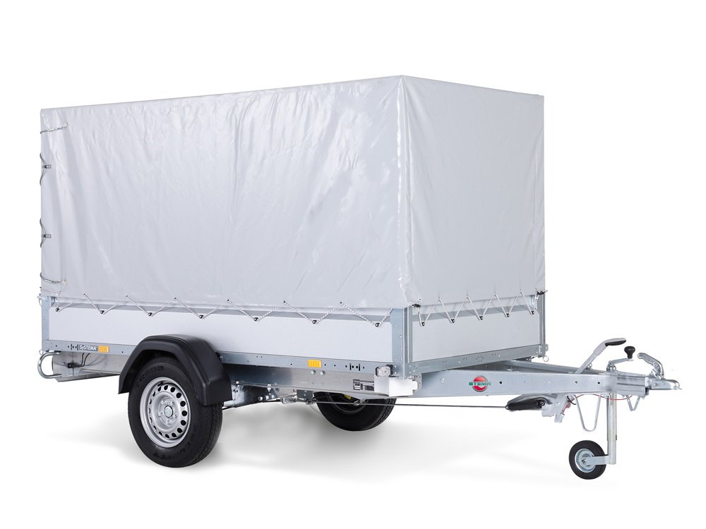 STEMA Kastenanhänger STL 1500 O2 15-25-15.1 COC – inkl. Bordwände, Plane und Spriegel beigelegt – Ladefläche 251 × 153 cm – 1500 kg – Einachser – Ansicht 1