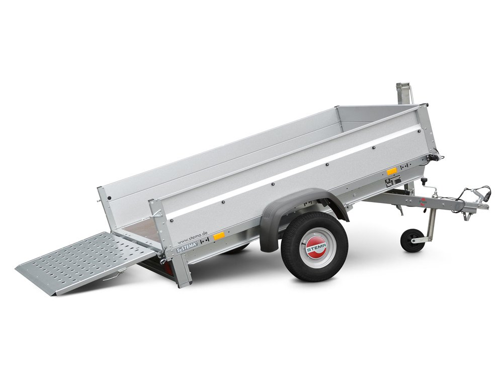 STEMA Kastenanhänger STP O1 7.5-21-13.1 REX 21 – Kippbar mit Auffahrrampe – Ladefläche 210 × 128 cm – 750 kg – Einachser – Ansicht 1