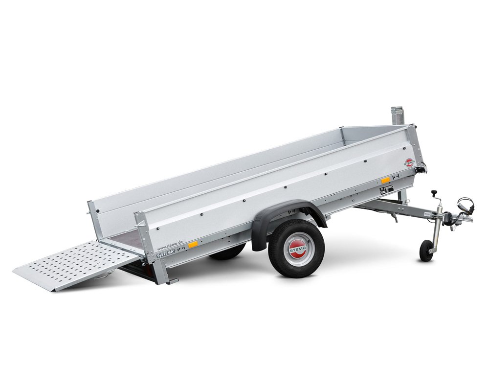STEMA Kastenanhänger STP O1 7.5-25-13.1 REX 25 – Kippbar mit Auffahrrampe – Ladefläche 251 × 128 cm – 750 kg – Einachser – Ansicht 1