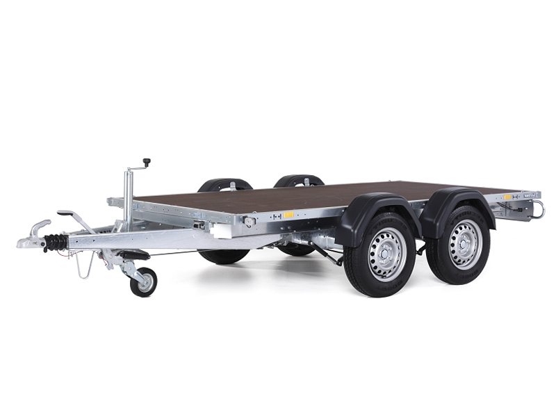 STEMA Kastenanhänger STP O2 20-40-20.2 – Plattform ohne Bordwände – Ladefläche 401 × 203 cm – 2000 kg – Tandemachser – Ansicht 1