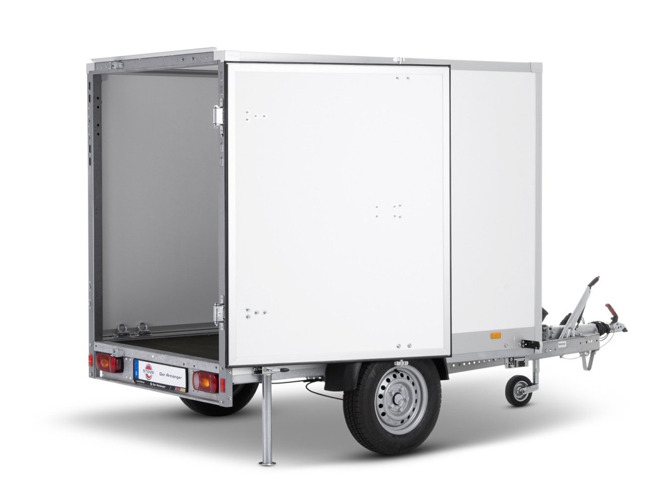 STEMA Kofferanhänger P-BOX STPK O1 7.5G-21-13.1.P15.1 – gebremste Ausführung 1 Hecktür – Ladefläche 214 × 131,5 cm – 750 kg – Einachser – Ansicht 2