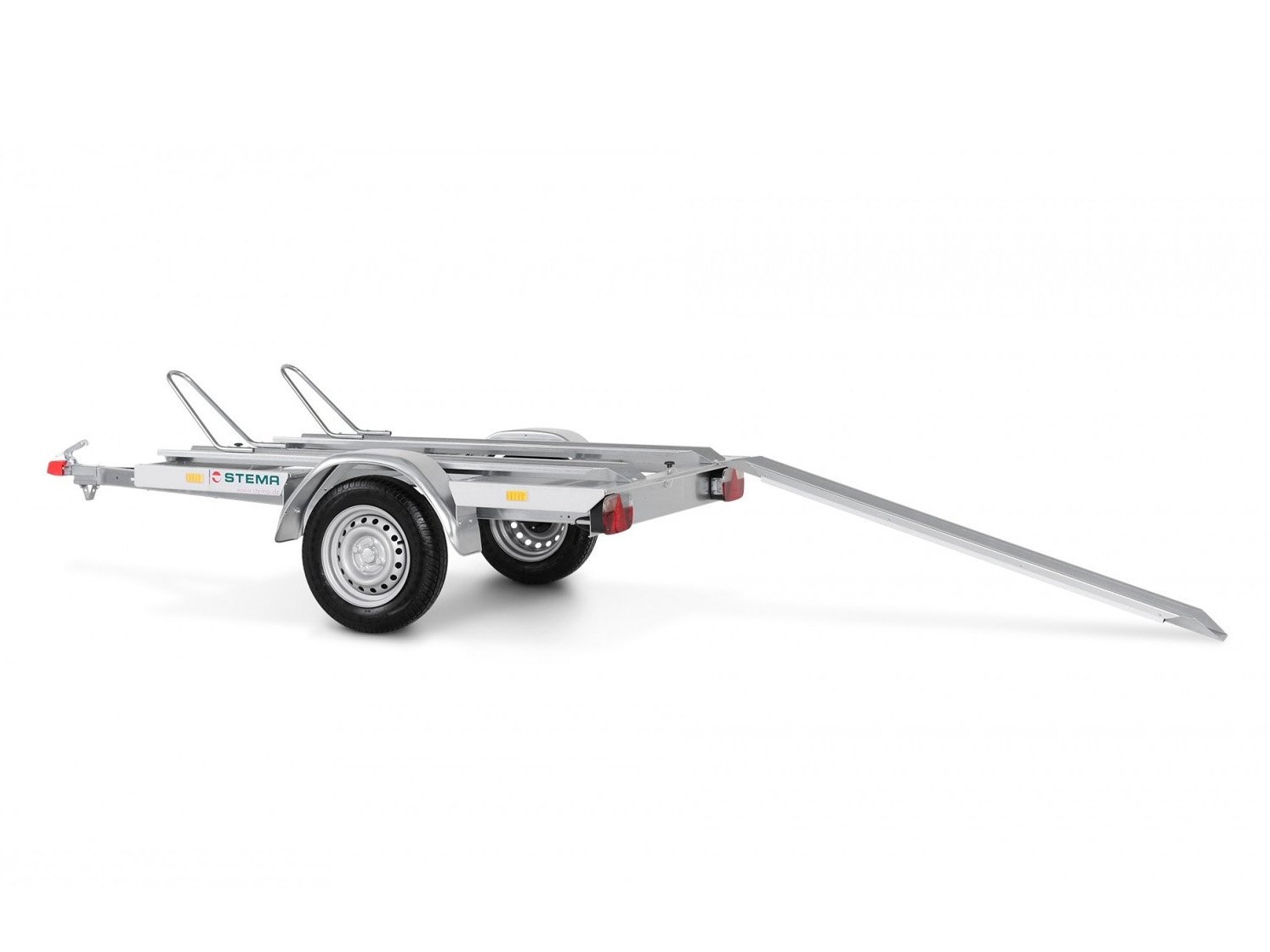 STEMA Motorradtransporter MT 750 BS2 – 2 Standschienen – Ladefläche 194 × 108 cm – 750 kg – Einachser – Ansicht 3