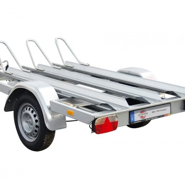 STEMA Motorradtransporter MT 750 BS3 – 3 Standschienen – Ladefläche 194 × 108 cm – 750 kg – Einachser – Ansicht 1