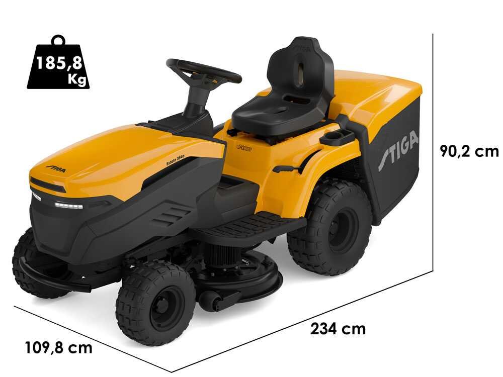 Stiga Estate 384e Akku-Rasentraktor – 84 cm Schnittbreite – Automatisch – Fangkorb 240 l – Ansicht 3