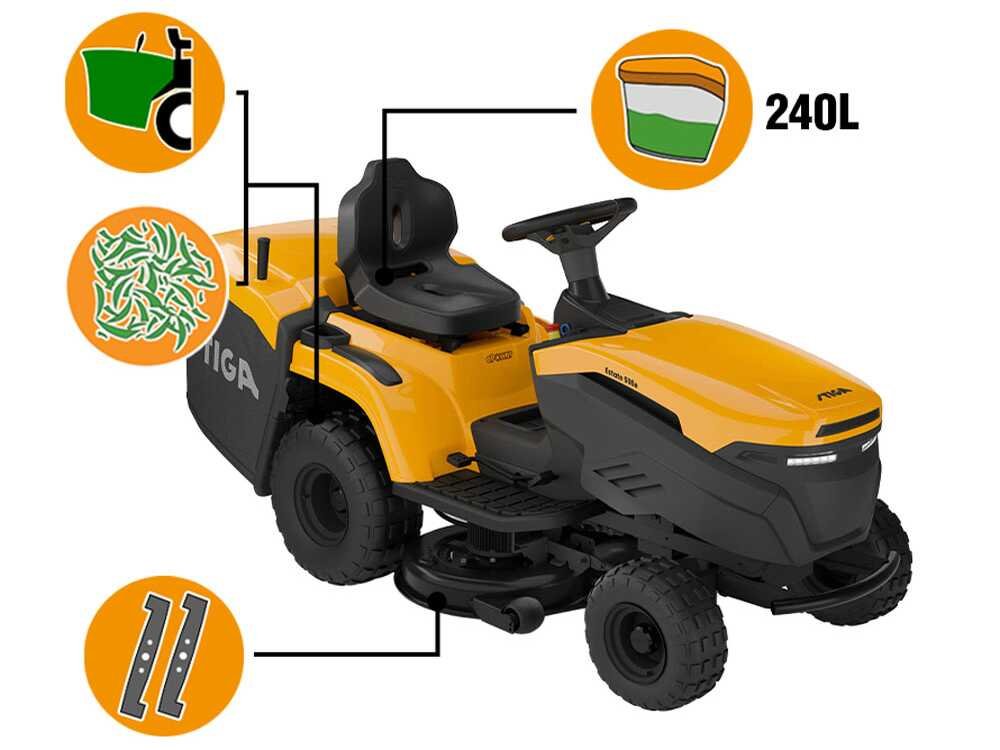 Stiga Estate 598e Akku-Rasentraktor – 98 cm Schnittbreite – Automatisch – Fangkorb 240 l – Ausführung 2 – Ansicht 4