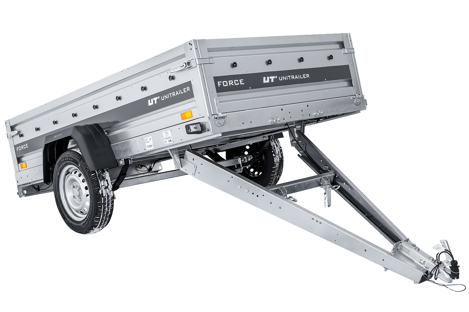 UNITRAILER Force 230/R KIPP – PKW-Anhänger 230,9 × 126,1 cm – 750 kg – Einachser – mit Blattfederung – mit geschweißtem Rahmen – Ansicht 1