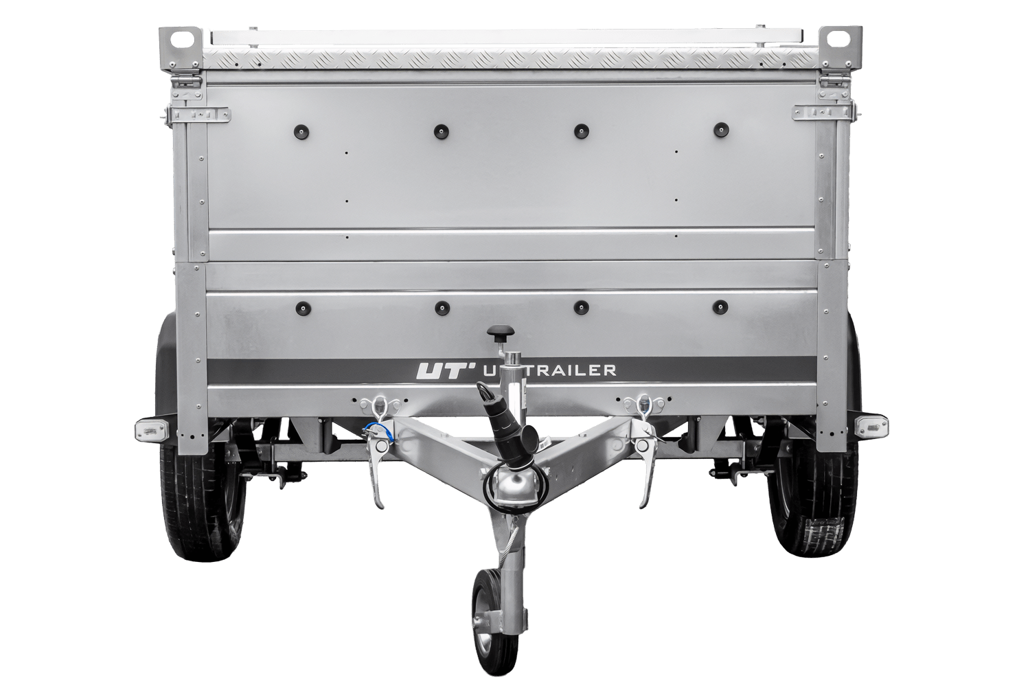 UNITRAILER Garden 201/R KIPP – PKW-Anhänger 200,6 × 125,6 cm – 750 kg – Einachser – mit Blattfederung – Aluminiumhaube – Zusatzbordwände: zusätzliche Vollwand-Stahlbordwände – Ansicht 5
