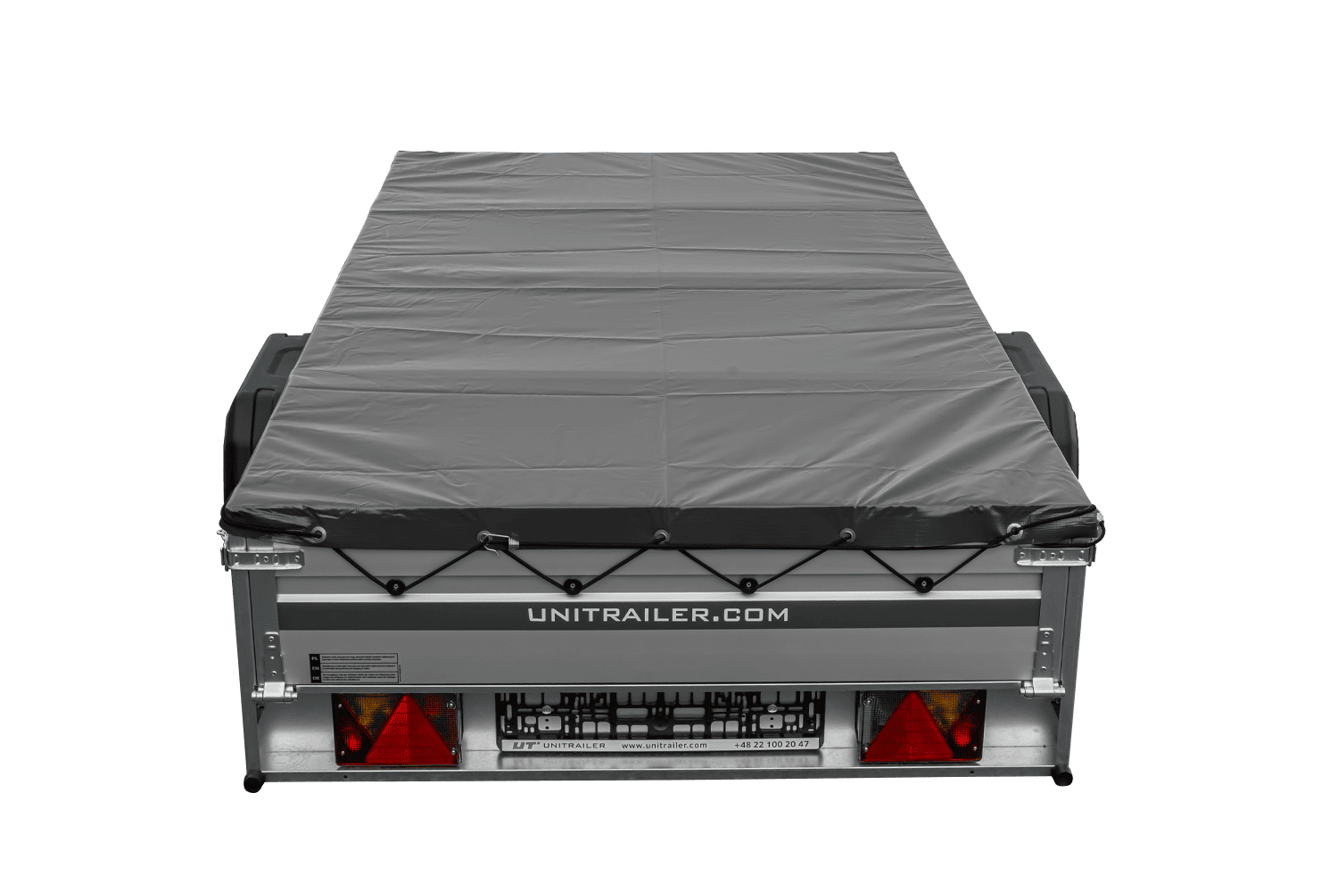 UNITRAILER Garden 230 KIPP ALU – PKW-Anhänger 230,5 × 125,6 cm – 750 kg – Einachser – flache graue Plane – Ansicht 5