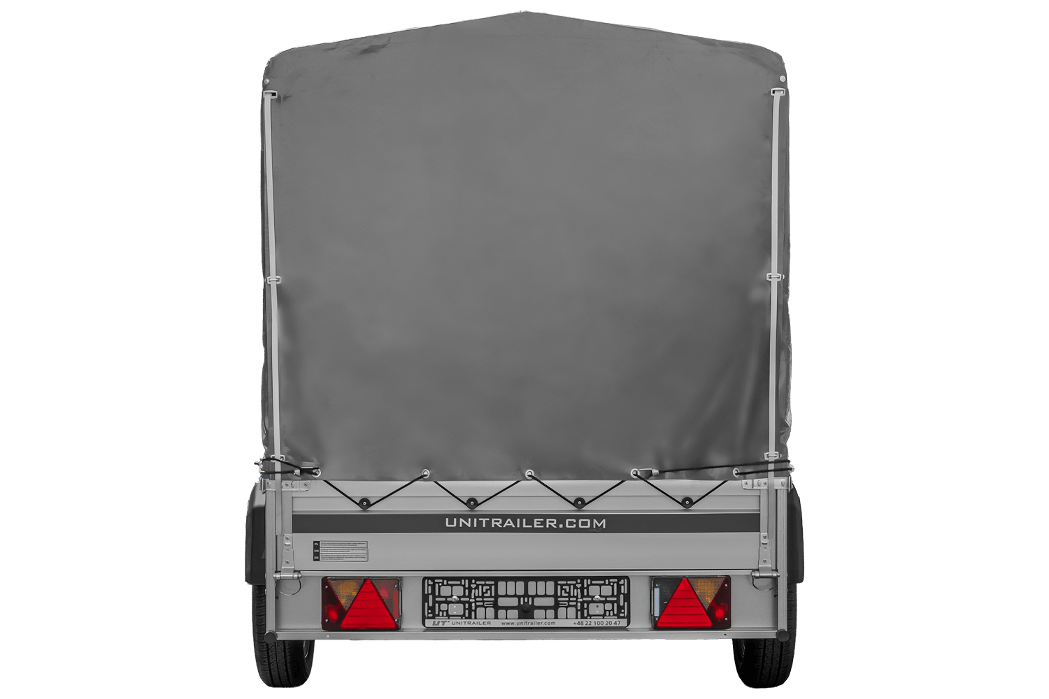 UNITRAILER Garden 264 KIPP ALU – PKW-Anhänger 264,1 × 125,6 cm – 750 kg – Einachser – 110 cm hohe graue Plane – Ansicht 3