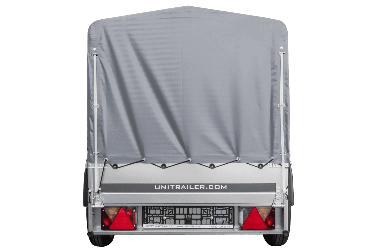 UNITRAILER Garden Trailer 200 Kipp – PKW-Anhänger 200,6 × 106,3 cm – 750 kg – Einachser – 80 cm hohe graue Plane – Ansicht 4