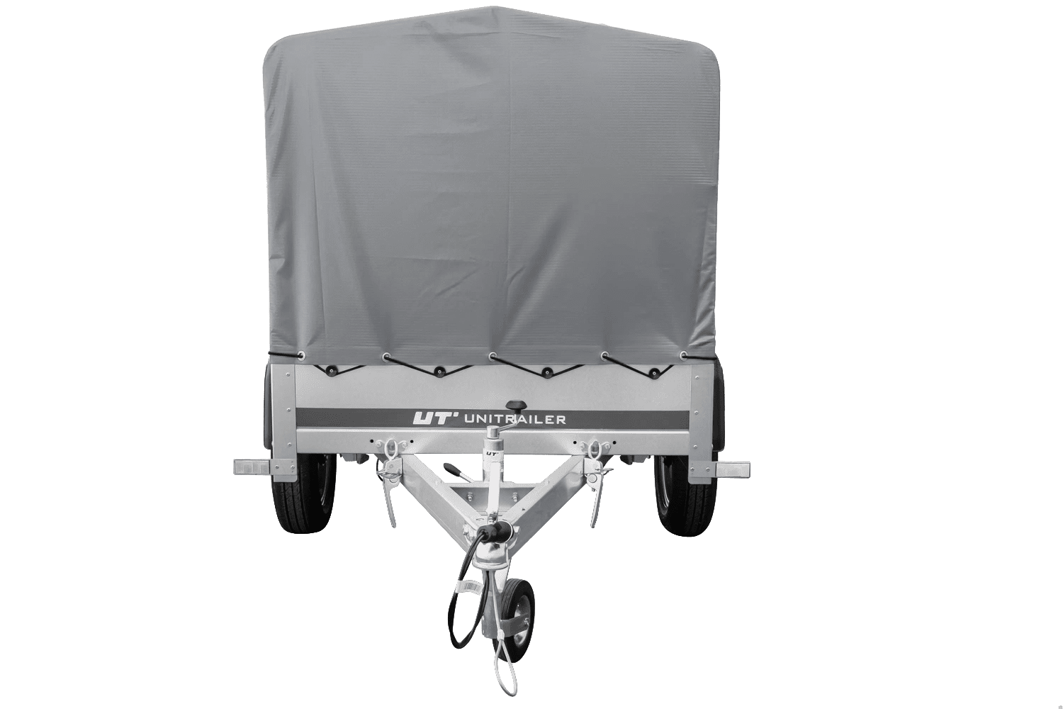 UNITRAILER Garden Trailer 200 Kipp – PKW-Anhänger 200,6 × 106,3 cm – 750 kg – Einachser – 80 cm hohe graue Plane – Ansicht 5