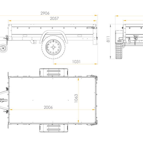 UNITRAILER Garden Trailer 200 Kipp – PKW-Anhänger 200,6 × 106,3 cm – 750 kg – Einachser – Zusatzbordwände: zusätzliche Vollwand-Stahlbordwände – Ansicht 1