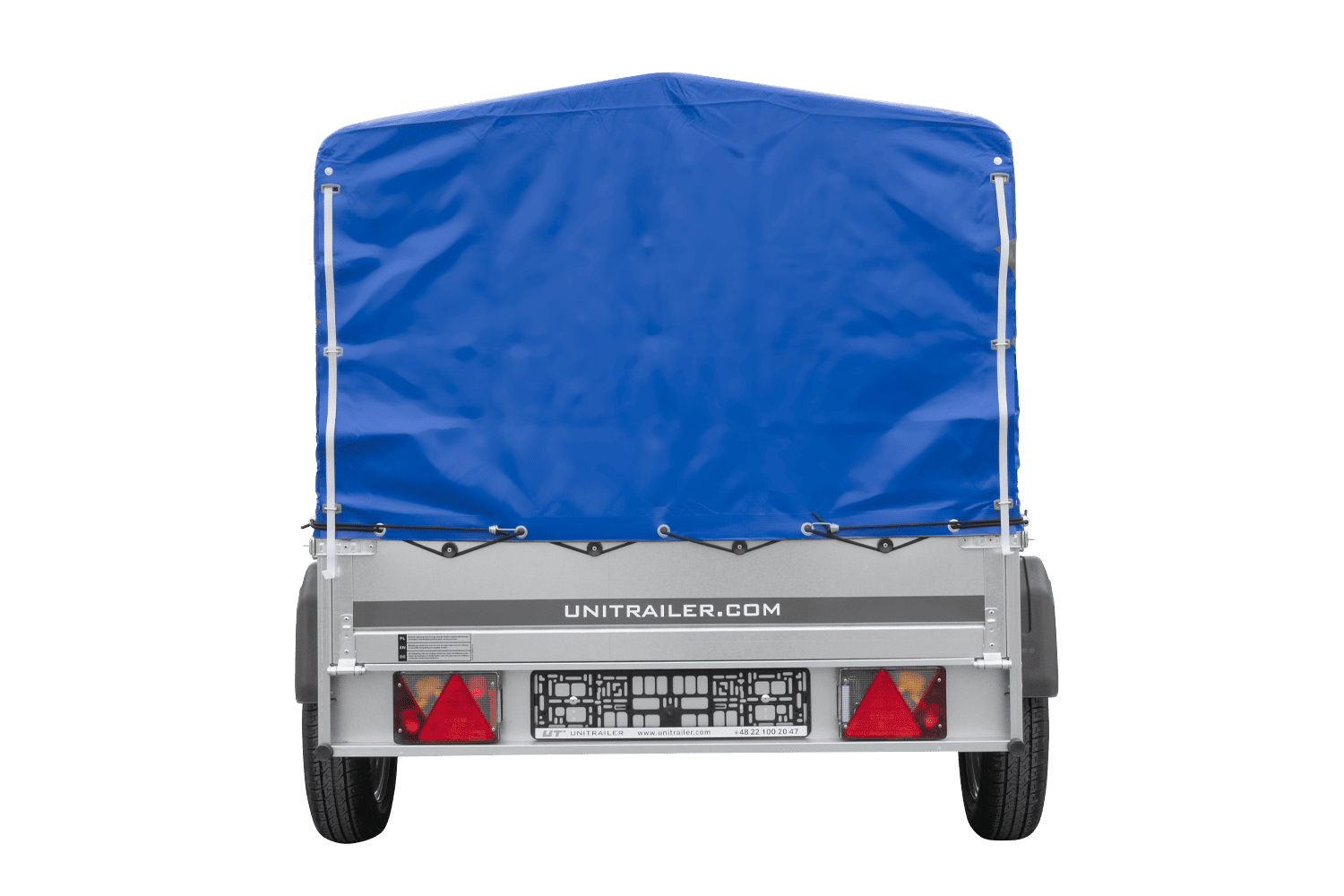 UNITRAILER Garden Trailer 201 Kipp – PKW-Anhänger 200,6 × 125,6 cm – 750 kg – Einachser – 80 cm hohe blaue Plane – Ansicht 5