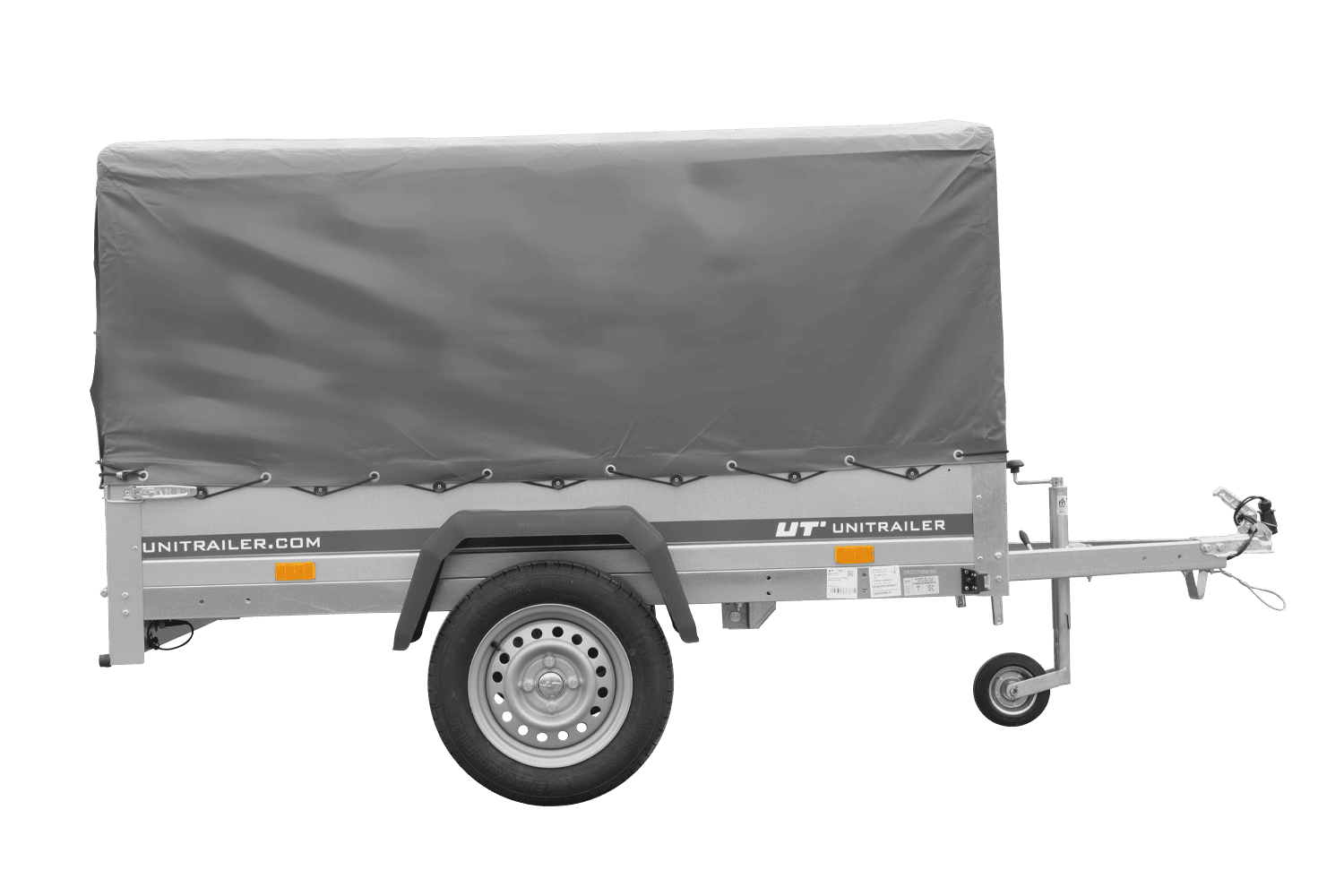 UNITRAILER Garden Trailer 201 Kipp – PKW-Anhänger 200,6 × 125,6 cm – 750 kg – Einachser – 80 cm hohe graue Plane – Ansicht 4