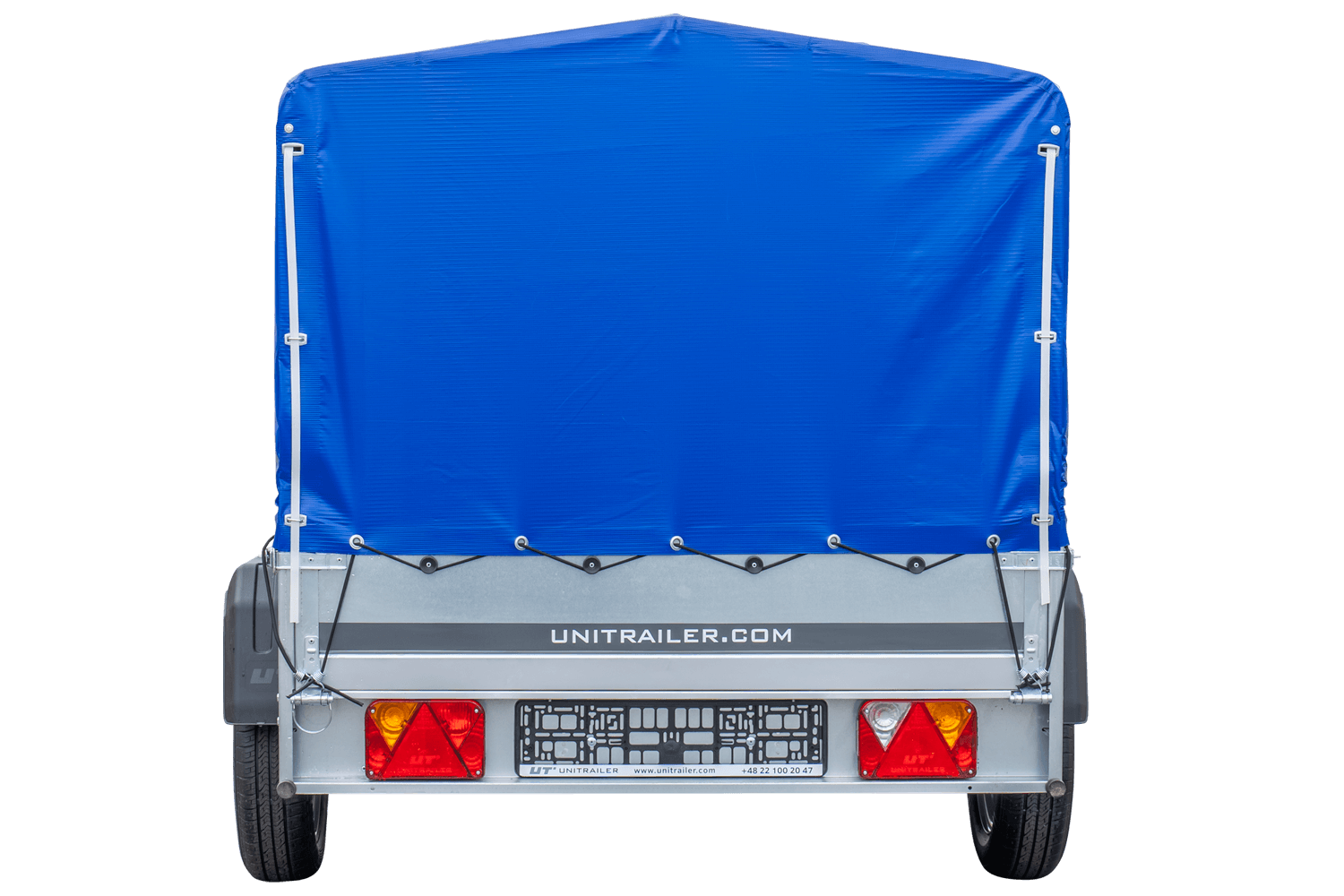 UNITRAILER Garden Trailer 230 FD – PKW-Anhänger 230,4 × 125,6 cm – 750 kg – Einachser – 80 cm hohe blaue Plane – Ansicht 5