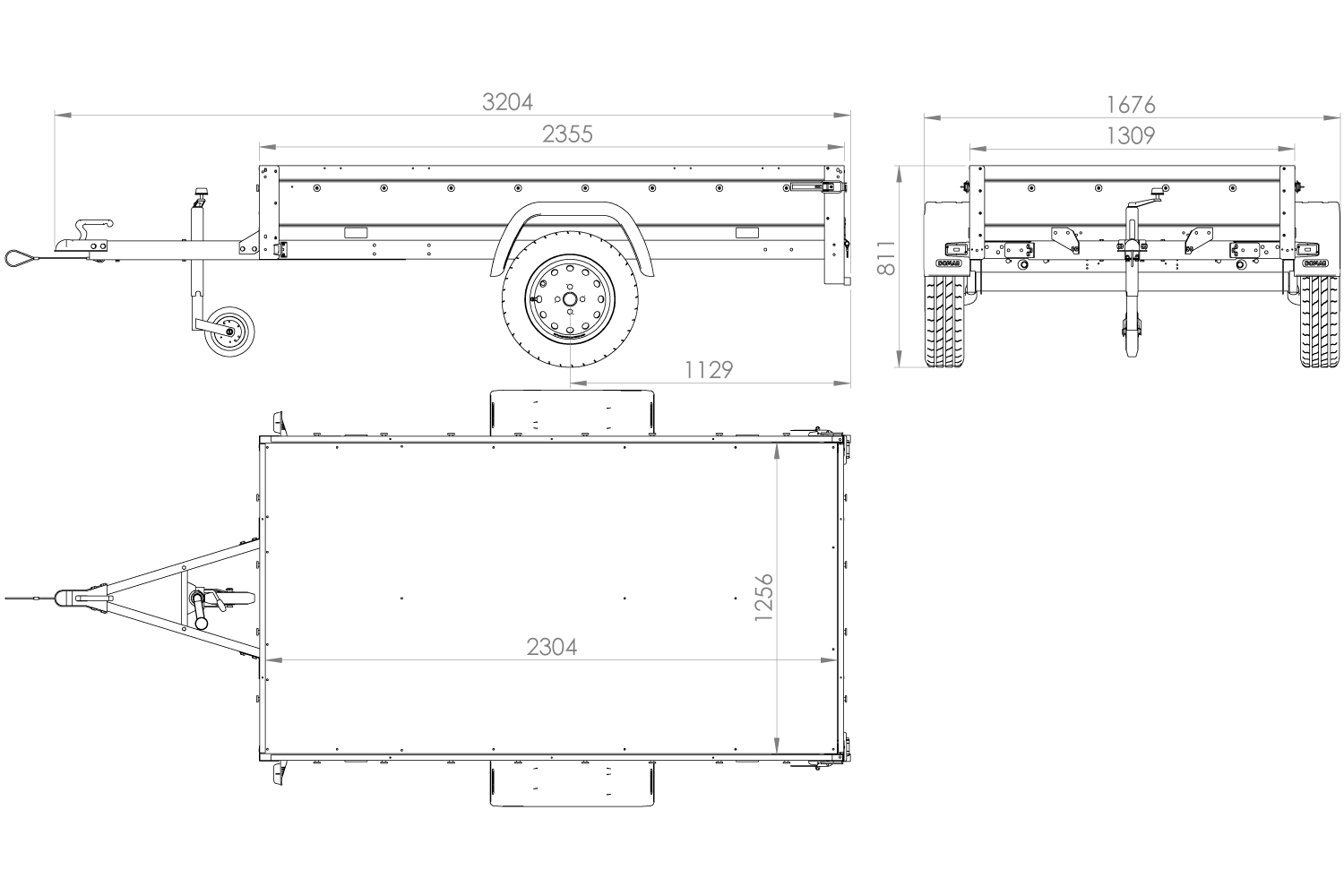 UNITRAILER Garden Trailer 230 FD – PKW-Anhänger 230,4 × 125,6 cm – 750 kg – Einachser – 80 cm hohe blaue Plane – Zusatzbordwände: zusätzliche Vollwand-Stahlbordwände – Ansicht 2