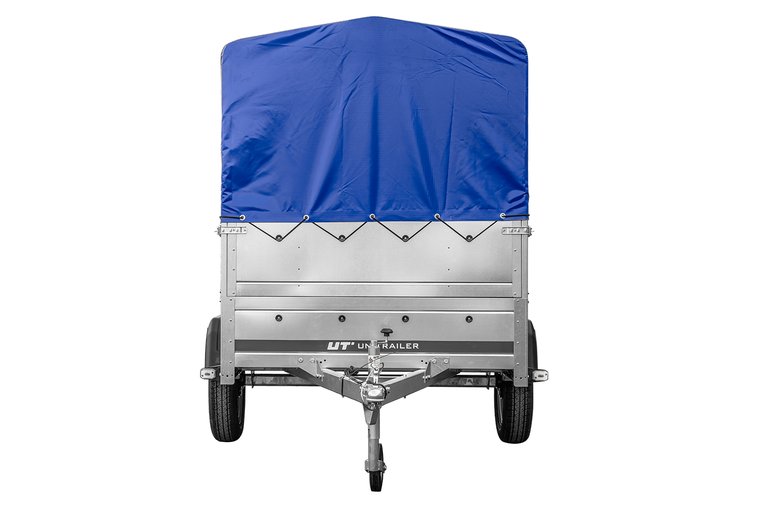 UNITRAILER Garden Trailer 230 FD – PKW-Anhänger 230,4 × 125,6 cm – 750 kg – Einachser – 80 cm hohe blaue Plane – Zusatzbordwände: zusätzliche Vollwand-Stahlbordwände – Ansicht 4