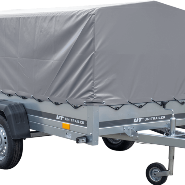 UNITRAILER Garden Trailer 230 FD – PKW-Anhänger 230,4 × 125,6 cm – 750 kg – Einachser – 80 cm hohe graue Plane – Ansicht 1