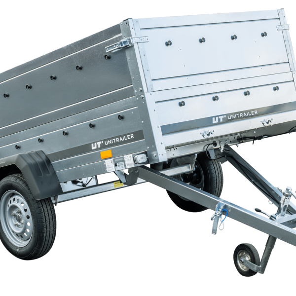UNITRAILER Garden Trailer 230 Kipp – PKW-Anhänger 230,4 × 125,6 cm – 750 kg – Einachser – Zusatzbordwände: zusätzliche Vollwand-Stahlbordwände – Ansicht 1